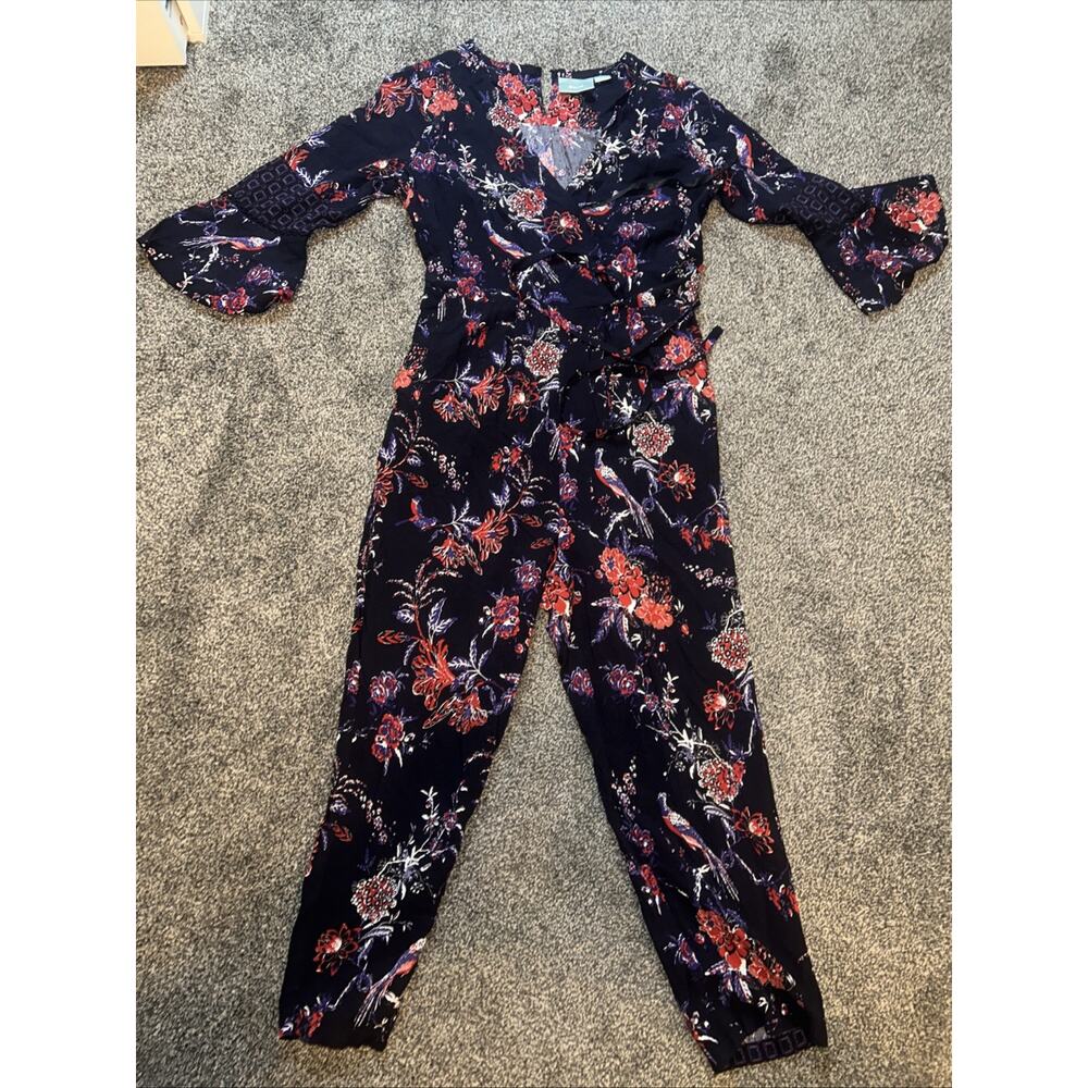 Maeve by Anthropologie Size 6 Espoir Florar V-Neck Bell Sleeve Jumpsuit
